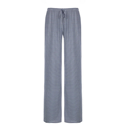 Chic Striped Print Loose Fit Lace-up Trousers Blue