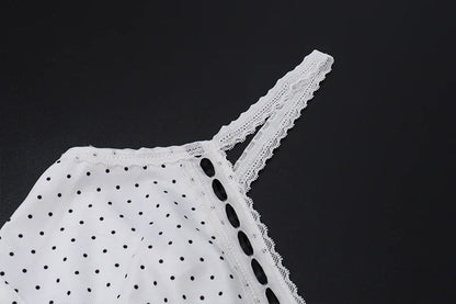 White Polka Dot Top and Long Skirt Two Piece Set