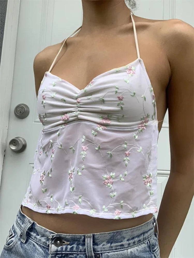 Floral Backless Crop Top