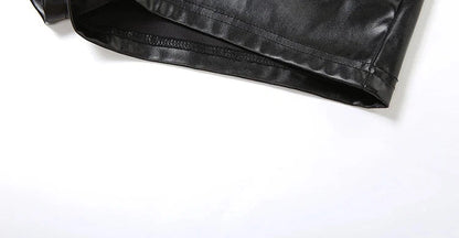 Black Faux Leather Hollow-Out Two Piece Set