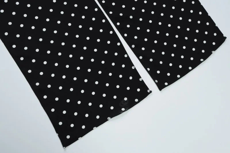 Black Polka Dot V-Neck Backless Maxi Dress