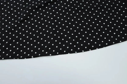 Black Polka Dot V-Neck Backless Maxi Dress