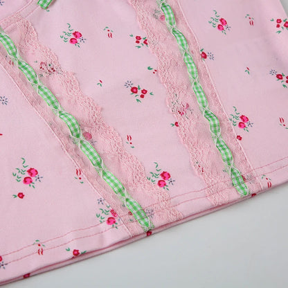 Pink Floral Lace Bow Camisole