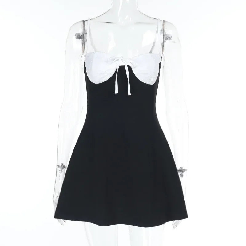 Lace Plunge Suspender Dress Mini Dress Bodycon Spaghetti Strap Dress