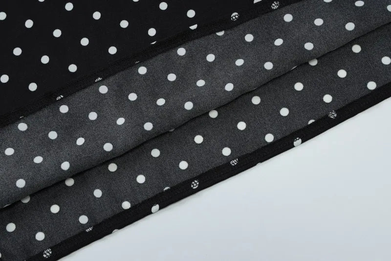 Black Polka Dot V-Neck Backless Maxi Dress