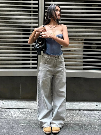See Through Strapless Patchwork Top
