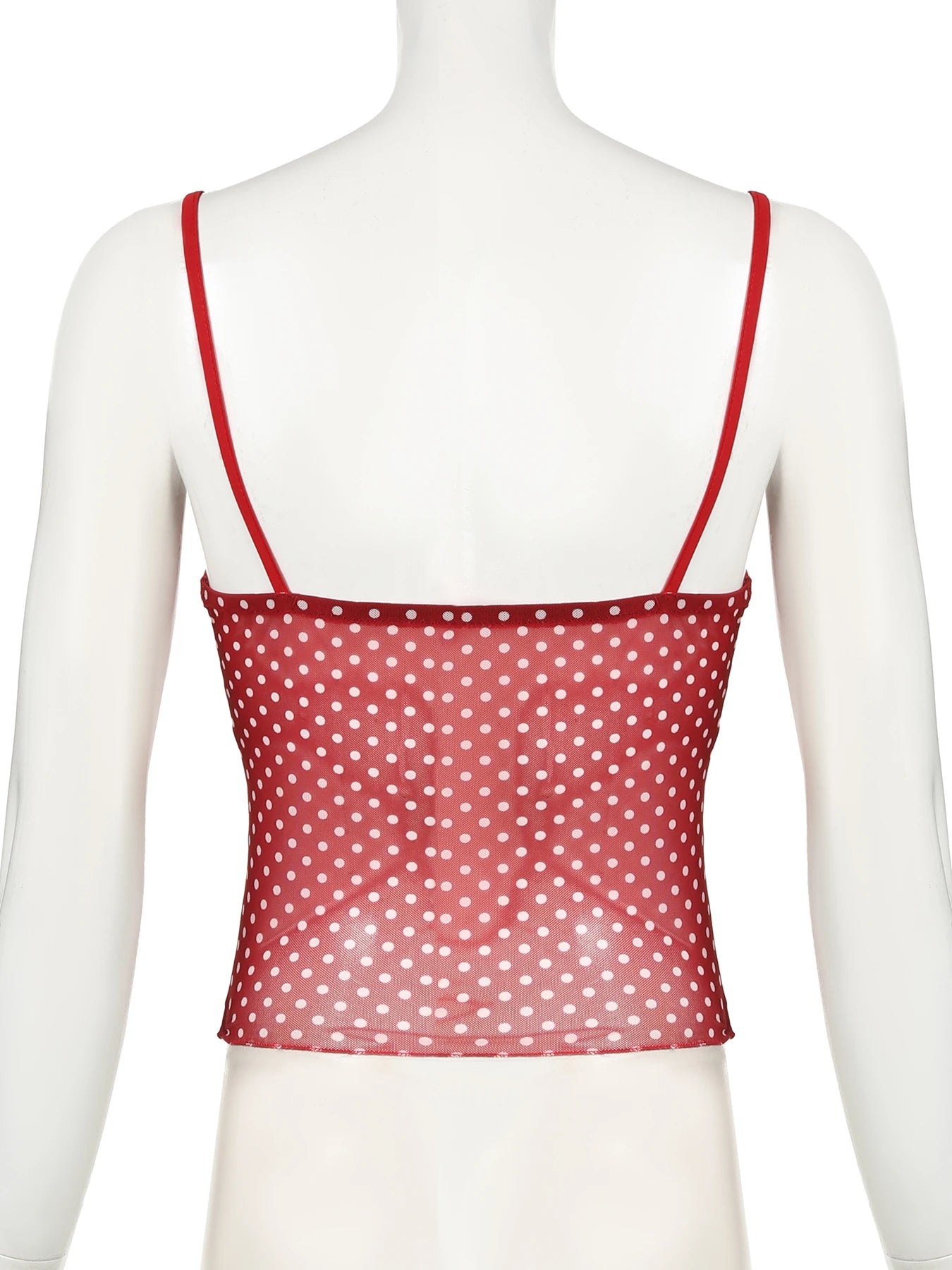 Red V-Neck Polka Dots Top