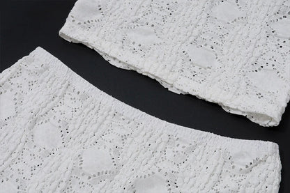 White Lace Hollow Two Piece Set
