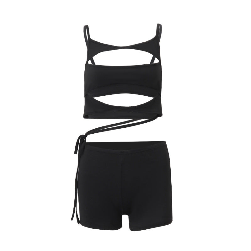 Sexy Cutout Tight Braces Top Street Hip Shorts Suit