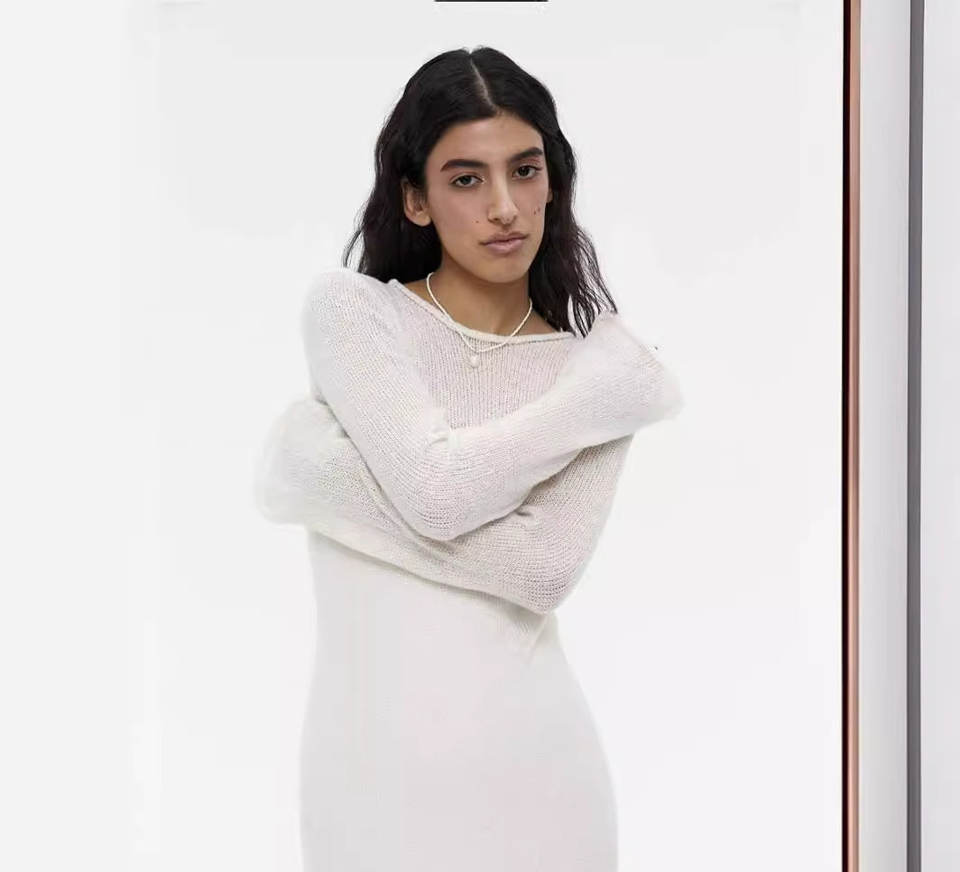 Knitted Hollow-out Dress For Vest Skirt Set Women