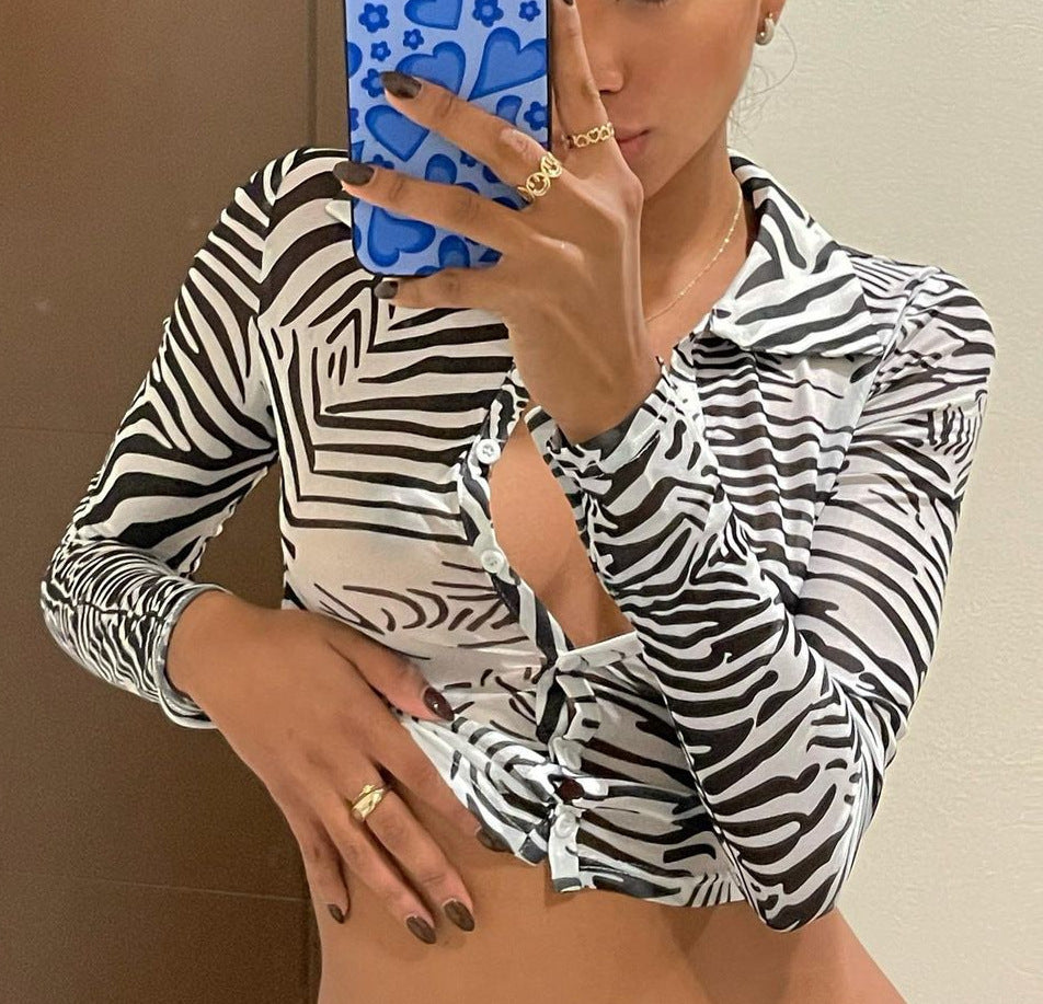 Skinny Short Perspective Long Sleeve Shirt