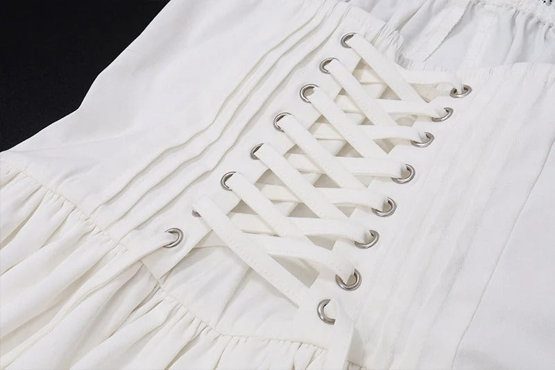 Elegant White Lace Backless Mini Dress