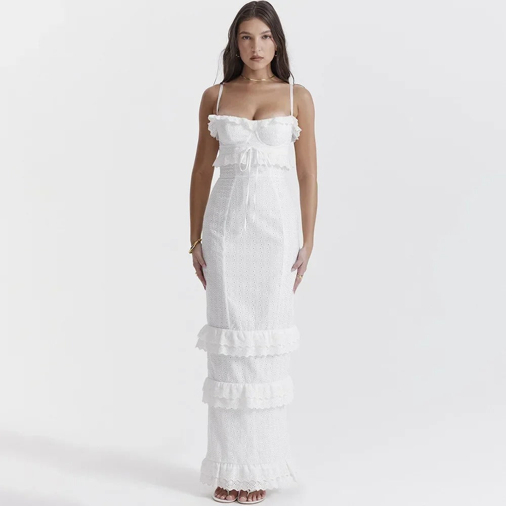 White Lace Bodycon Maxi Dress