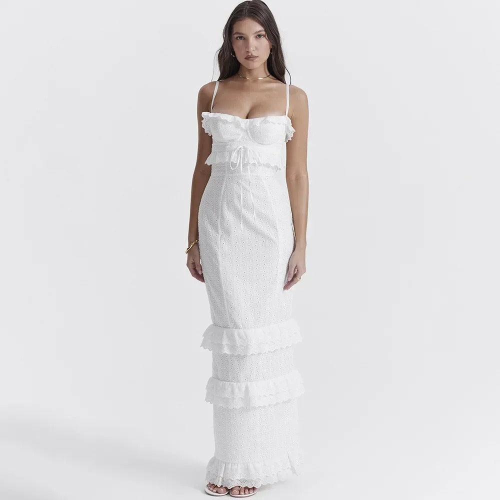 White Lace Bodycon Maxi Dress