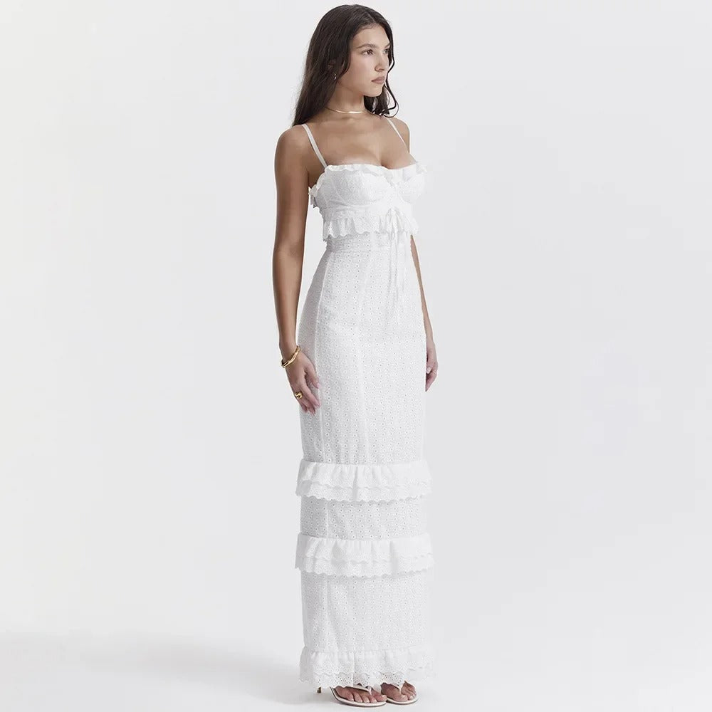 White Lace Bodycon Maxi Dress