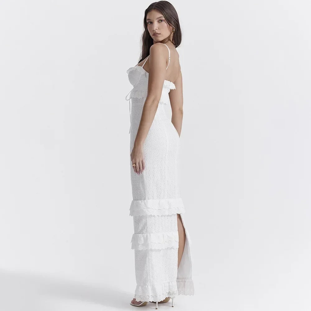 White Lace Bodycon Maxi Dress
