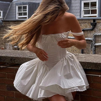 Elegant White Lace Backless Mini Dress