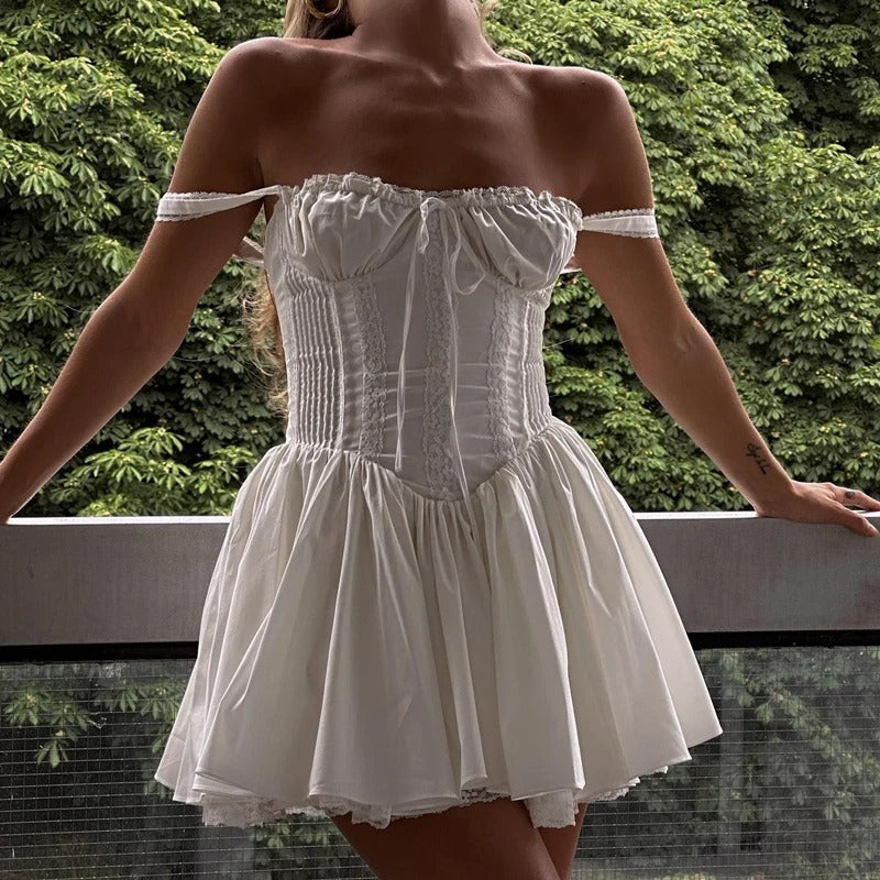 Elegant White Lace Backless Mini Dress