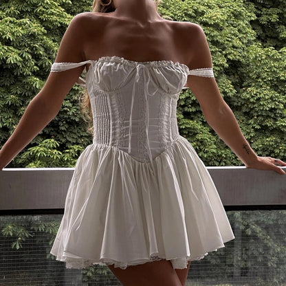 Elegant White Lace Backless Mini Dress