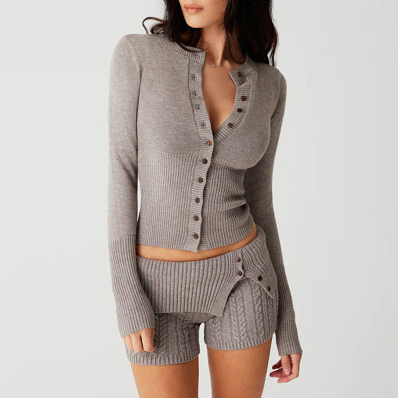 European And American Maillard Retro Pure Color Simple Casual Knitted Sweater