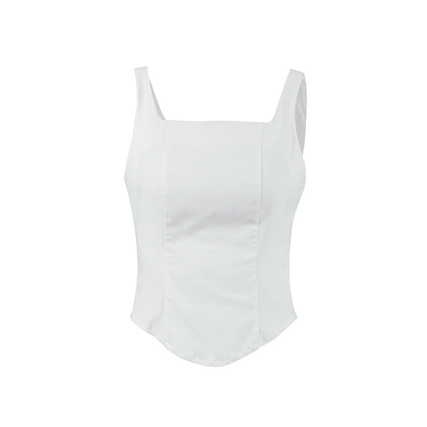 Inner Design White Square-cut Collar Sleeveless Top