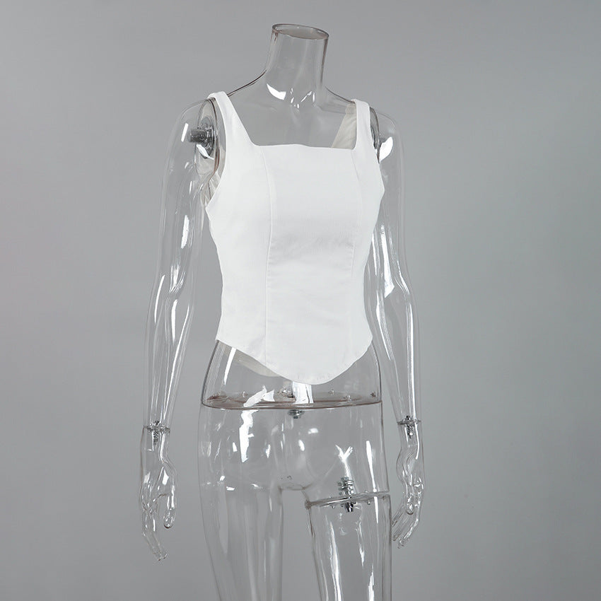 Inner Design White Square-cut Collar Sleeveless Top