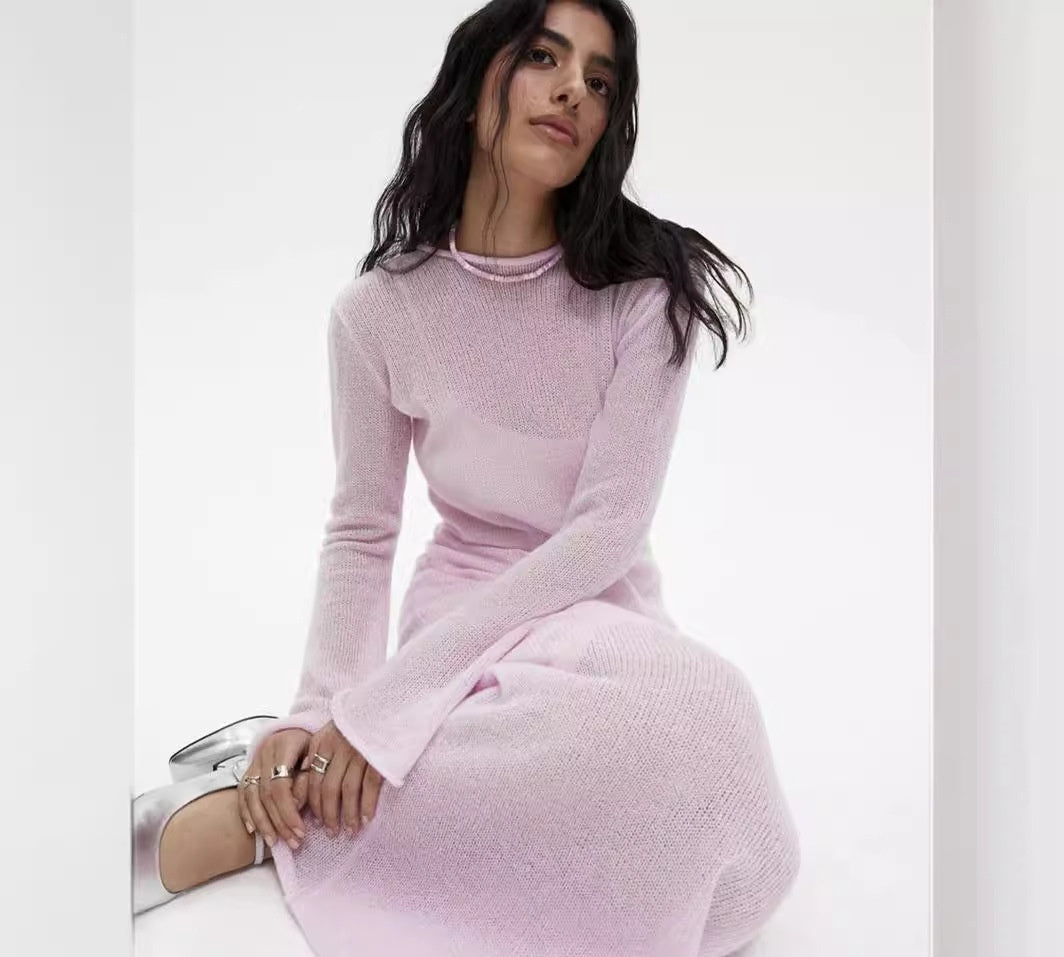 Knitted Hollow-out Dress For Vest Skirt Set Women