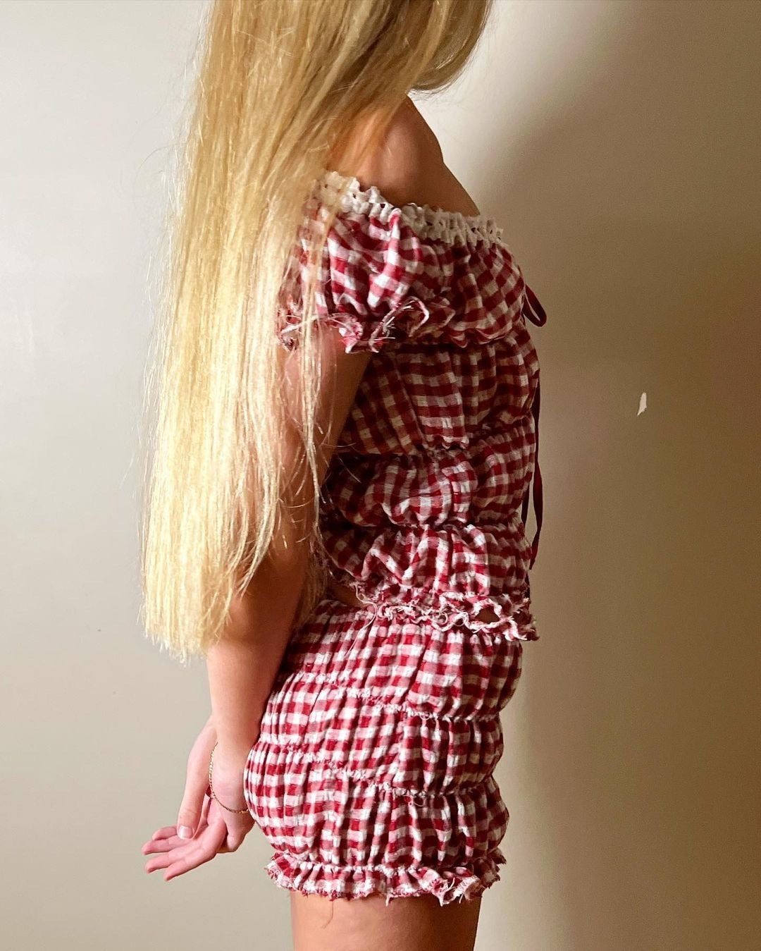 Women's Pleated Lace-up Short-sleeved Shorts Casual Suit