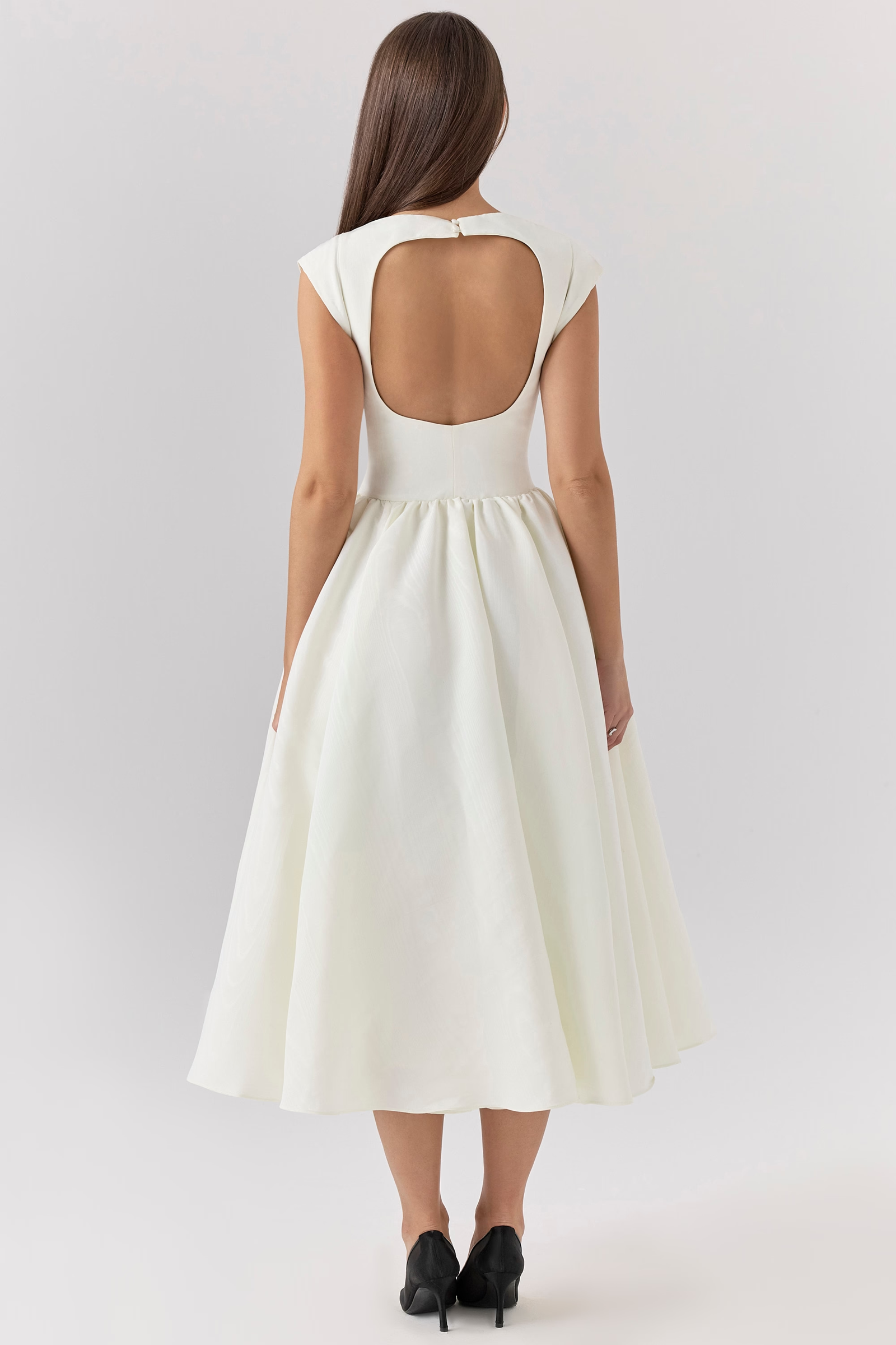 Cream Backless Midi Dress