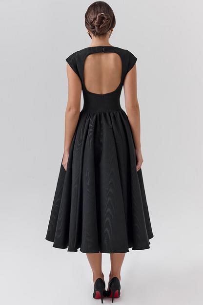 Black Backless Midi Dress