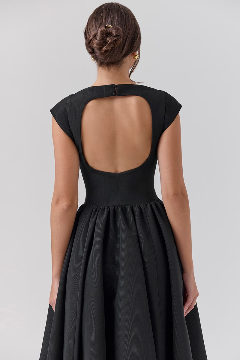 Black Backless Midi Dress