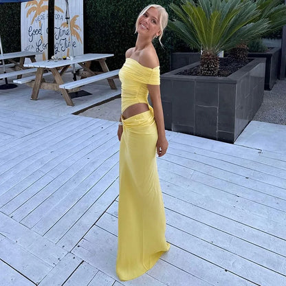 Ruched Irregular Backless Floor-Length Dress