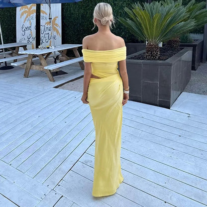 Ruched Irregular Backless Floor-Length Dress