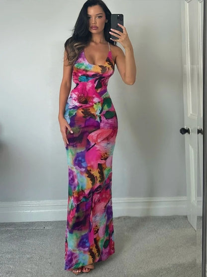 Backless Sheer Bodycon Midi Dress