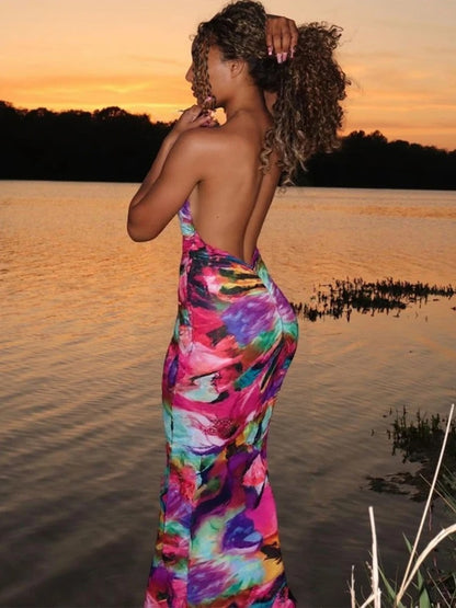 Backless Sheer Bodycon Midi Dress