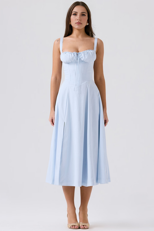 Blue Slit Midi Sundress