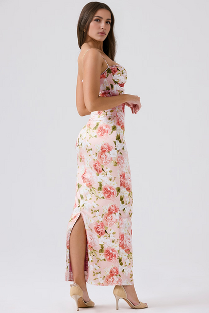 Peony Floral Bodycon Maxi Dress