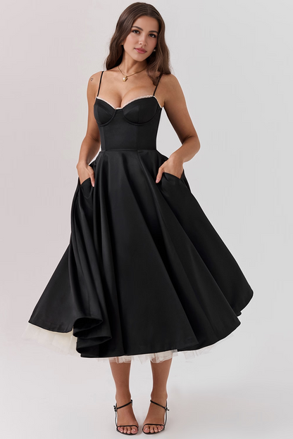 Black Tulle Midi Dress