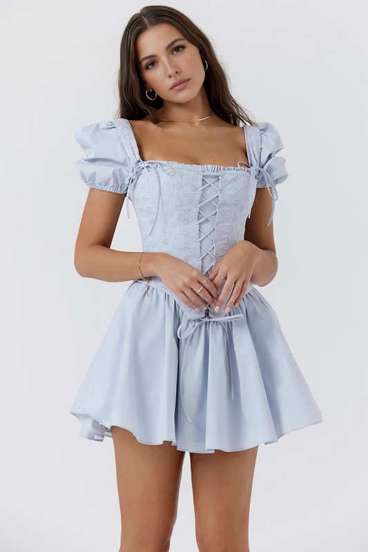 Blue Corset A-Line Mini Dress