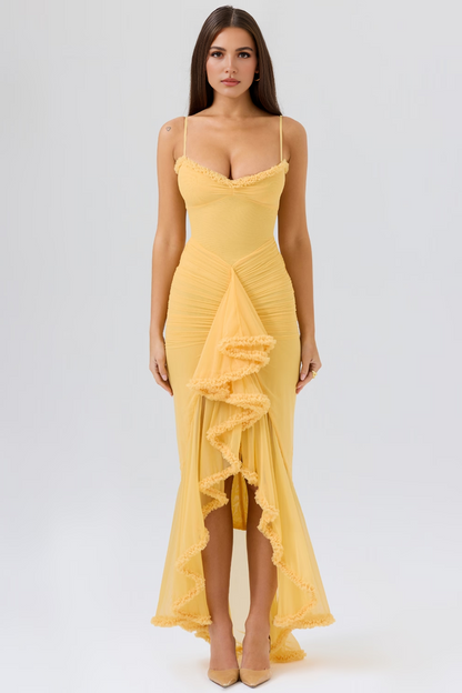 Yellow Bodycon Midi Dress