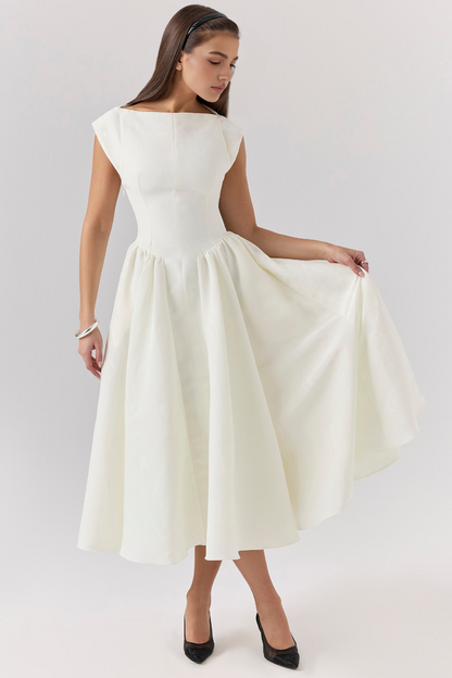 Cream Backless Midi Dress