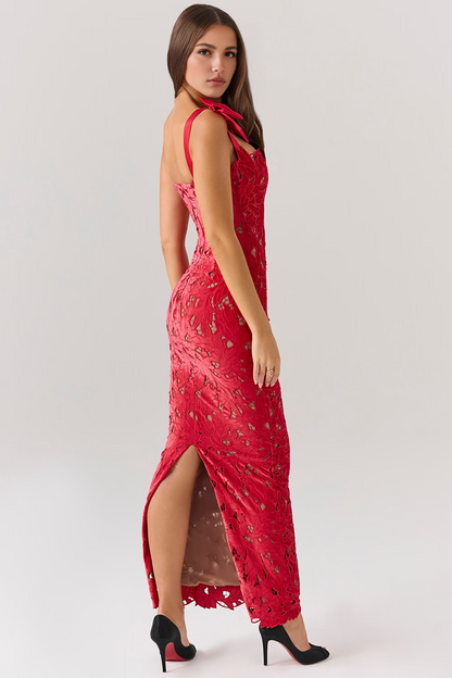 Red Hollow Out Maxi Dress