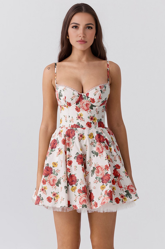 Floral Tulle A-Line Mini Dress