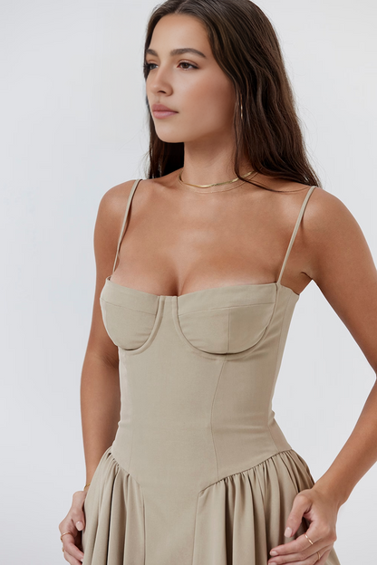 Apricot A-Line Midi Dress