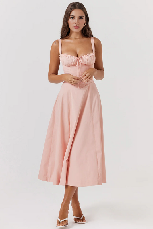 Pink A-Line Midi Dress