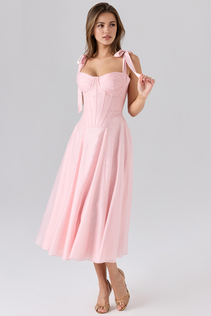 Pink Corset Midi Dress