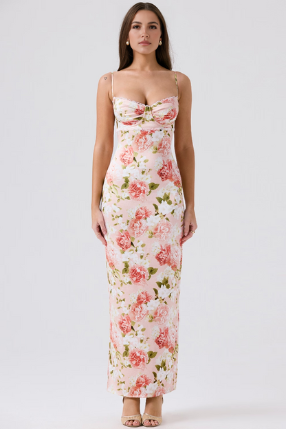 Peony Floral Bodycon Maxi Dress