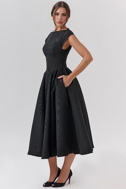Black Backless Midi Dress
