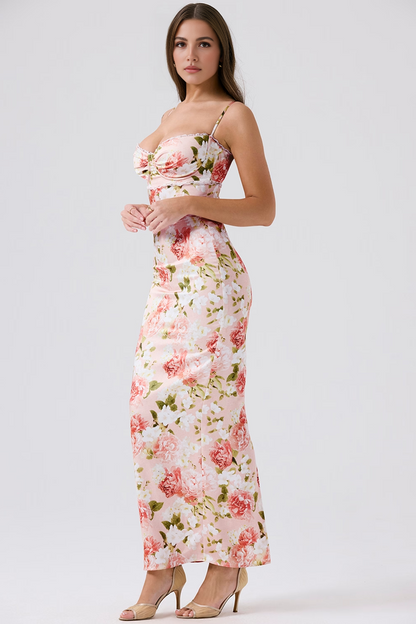 Peony Floral Bodycon Maxi Dress