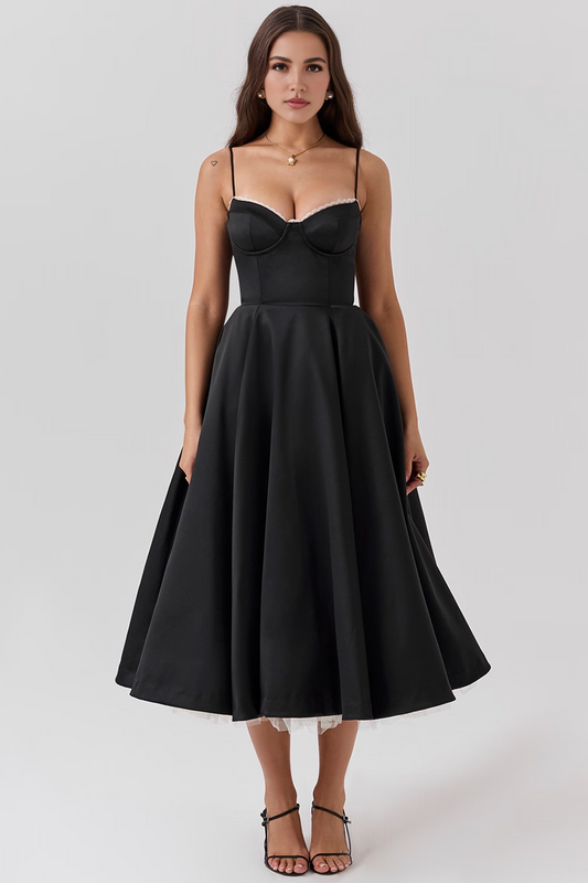 Black Tulle Midi Dress